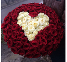 Букет 101 Роза Красная и Белая (60 см.) сердце