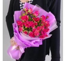 15 Кустовых Ярко-Розовых Роз (40 см.)
