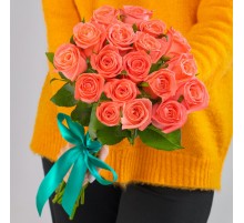 17 Ярко-Коралловых Роз (40 см.)