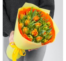 19 Пионовидных Оранжевых Тюльпанов