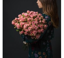 19 Кустовых Розовых Роз (50 см.)