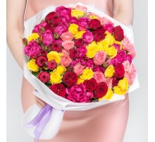35 Кустовых Пионовидных Роз Микс (30 см.)