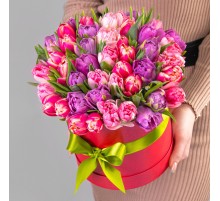 35 Пионовидных Тюльпанов Микс в коробке