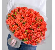 Букет 45 Роз Кустовых Коралловых (40 см.)