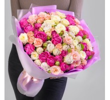 45 Кустовых Пионовидных Роз Микс (40 см.)
