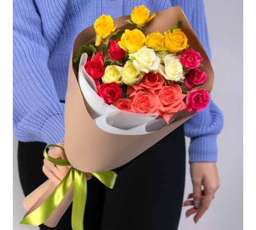 5 Кустовых Роз Микс (40 см.)