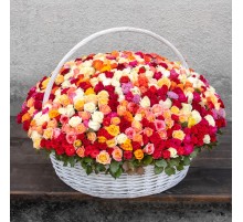 Букет 501 Роза Микс в корзине
