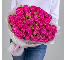 55 Кустовых Пионовидных Малиновых Роз (40 см.)