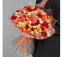 Букет 75 Роз Кустовых Микс (50 см.)