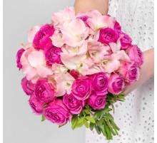 Свадебный Букет невесты "Роза Мисти Баблс и Дендробиум"