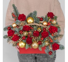 Новогодний букет "С Новым Годом" в ящике