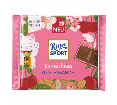 Шоколад "Ritter Sport" Konnichiwa Миндаль-Вишня (Молочный) 100 гр.