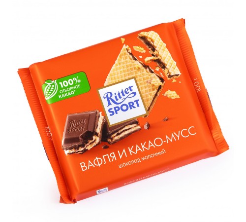 Шоколад "Ritter Sport" Вафля-Какао-Мусс (Молочный) 100 гр.