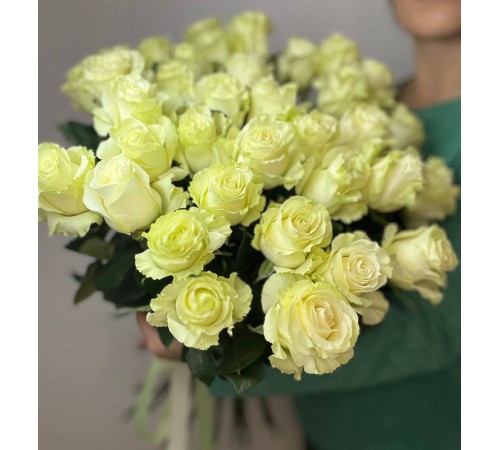Моно букет из 35 Белых Роз Эквадор