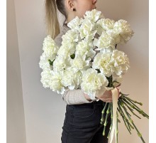 Моно букет «Dianthus», белые, ажурные и стойкие гвоздички