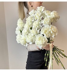 Моно букет «Dianthus», белые, ажурные и стойкие гвоздички